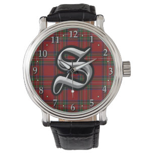 Tartan för Monogram för klanStewart brev S Armbandsur