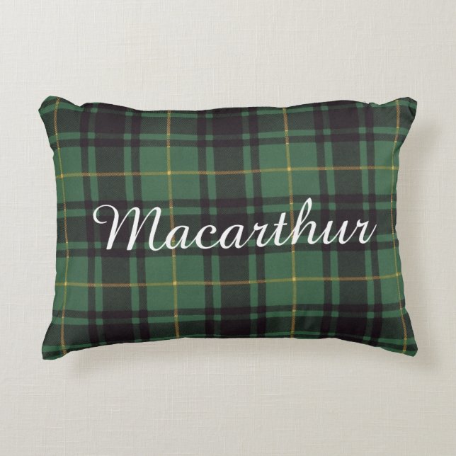 Tartan för skott för Macarthur klanpläd Prydnadskudde (Framsidan)