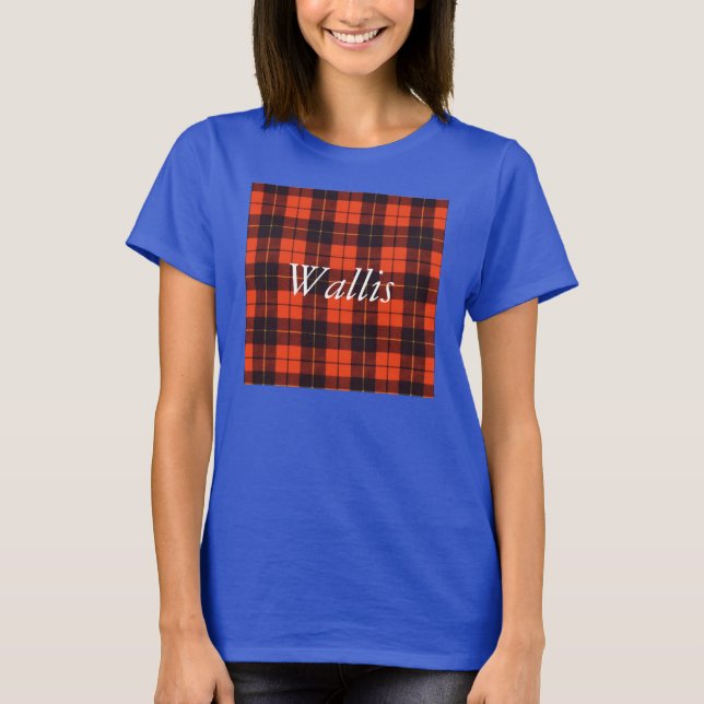 Tartan för skott för Wallis klanpläd Tee Shirt (Framsida)