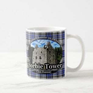 Tartan för slott för klanHannay Sorbie torn Kaffemugg