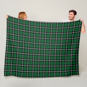 Tartan för stipe för vit för Kelly grön pläds Fleecefilt