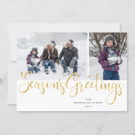 Tartan-fotokort för skriptsäsongen i Guld Julkort