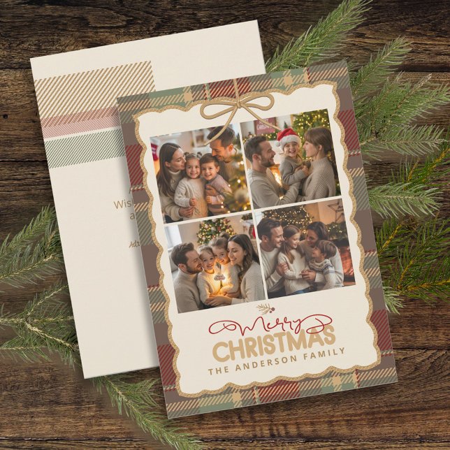 Tartan Gräns jul 4 fotomall ID1141A Julkort (Skapare uppladdad)