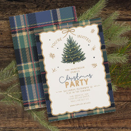 Tartan Gräns jul Party Blue ID1141B Julkort