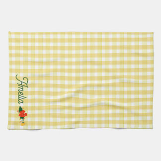 Tartan gul enkel vildblommig mönster namn kökshandduk