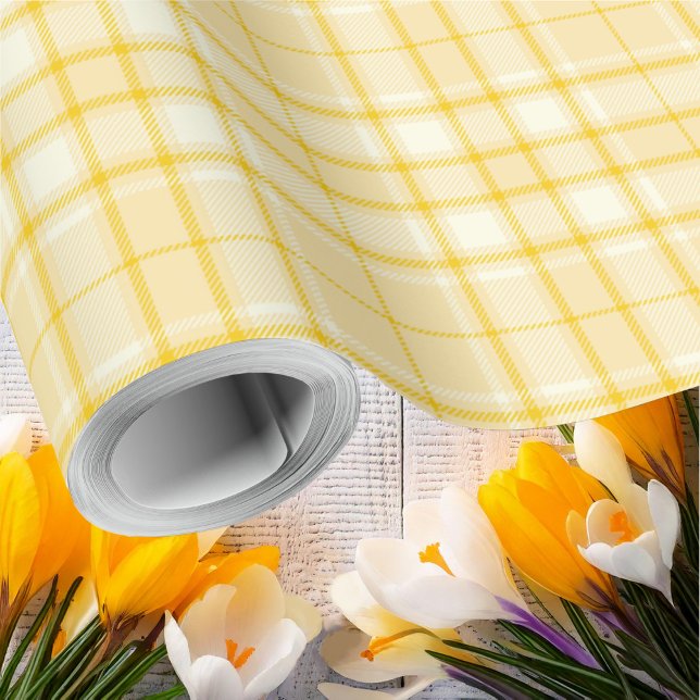 Tartan - Gult mellan Gult och Mörk Presentpapper (Tartan - Medium Yellow to Dark Yellow Wrapping Paper by Leapfroglisics Shop)