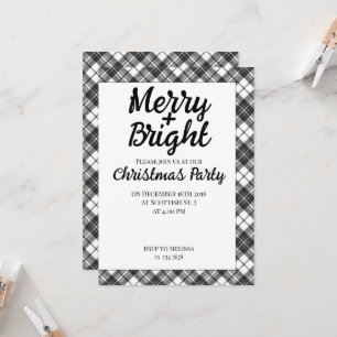Tartan helgdagars jul Party Merry Bright Inbjudningar