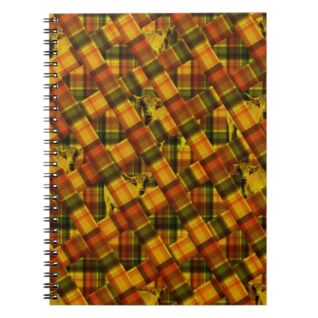 Tartan Highland Cow Design Anteckningsbok (Framsidan)