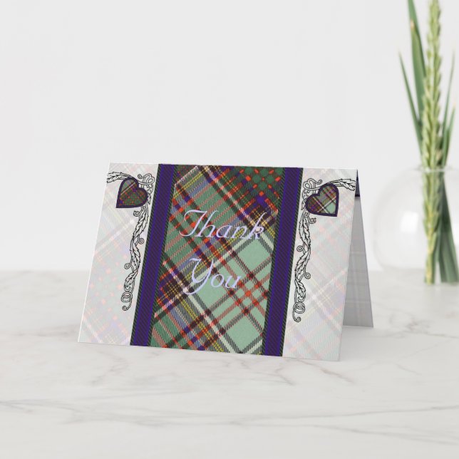 Tartan & hjärtor - tacka dig - andersson tack kort (Framsida)