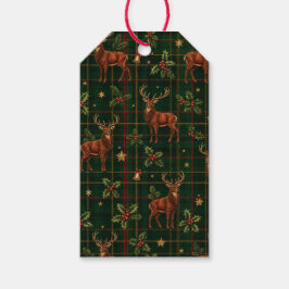 Tartan hjort julpapper presentetikett
