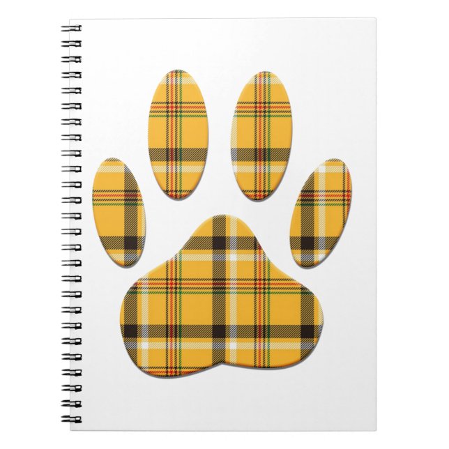 Tartan Hund Paw-utskrift Anteckningsbok Med Spiral (Framsidan)