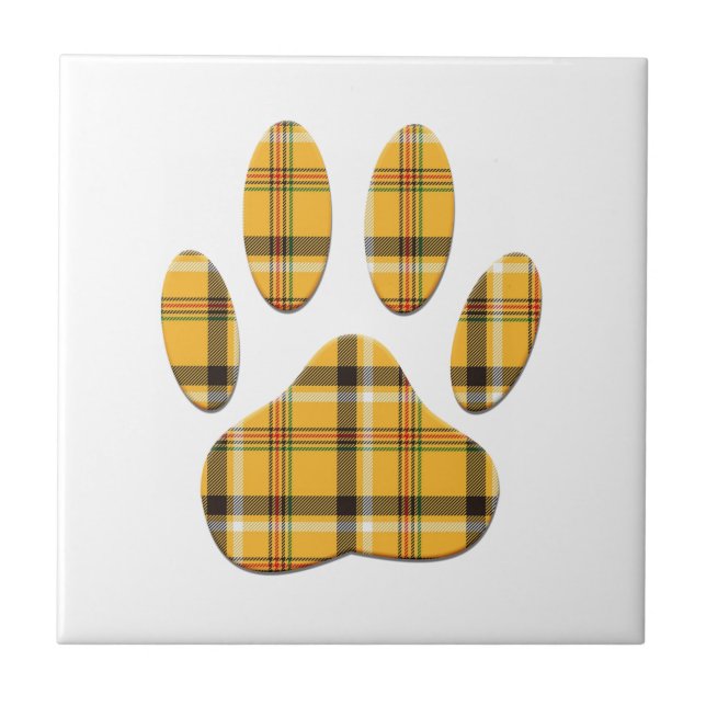 Tartan Hund Paw-utskrift Kakelplatta (Framsidan)