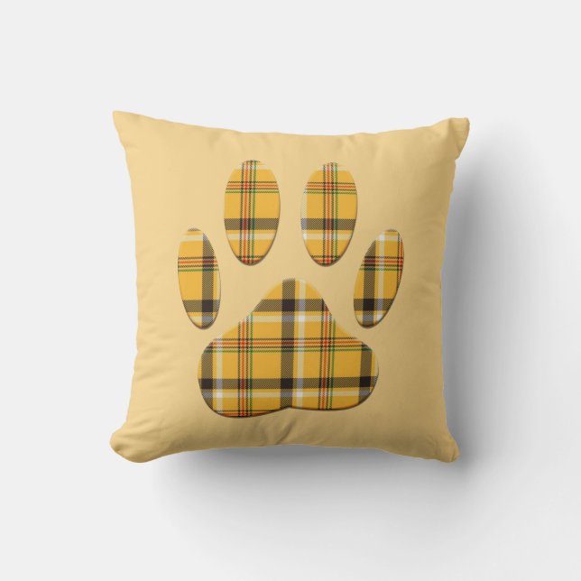 Tartan Hund Paw-utskrift Kudde (Framsida)