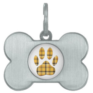 Tartan Hund Paw-utskrift Namnbricka Husdjur