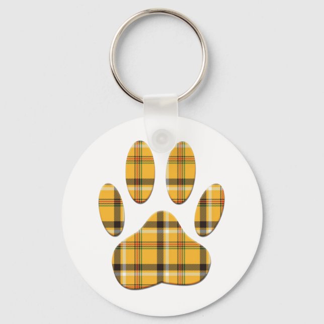 Tartan Hund Paw-utskrift Nyckelring (Framsida)