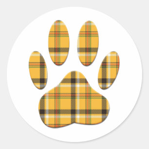 Tartan Hund Paw-utskrift Runt Klistermärke