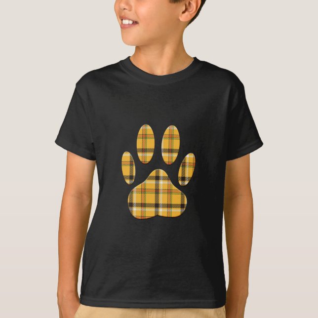 Tartan Hund Paw-utskrift T-shirt (Framsida)