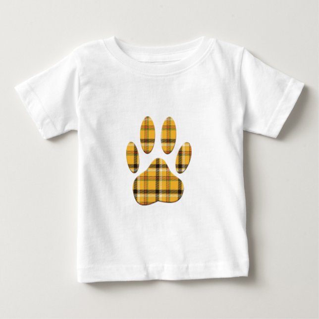 Tartan Hund Paw-utskrift Tee Shirt (Framsida)