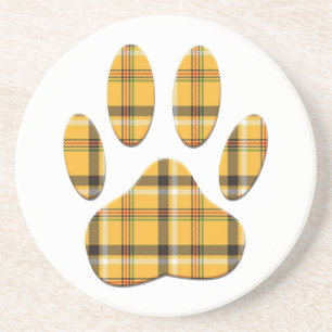 Tartan Hund Paw-utskrift Underlägg Sandsten