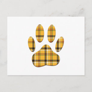 Tartan Hund Paw-utskrift Vykort