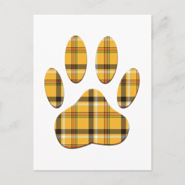 Tartan Hund Paw-utskrift Vykort (Framsida)