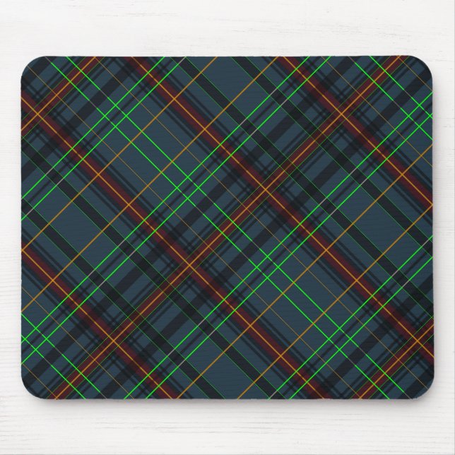Tartan i blått, orange, grönt... musmatta (Framsidan)