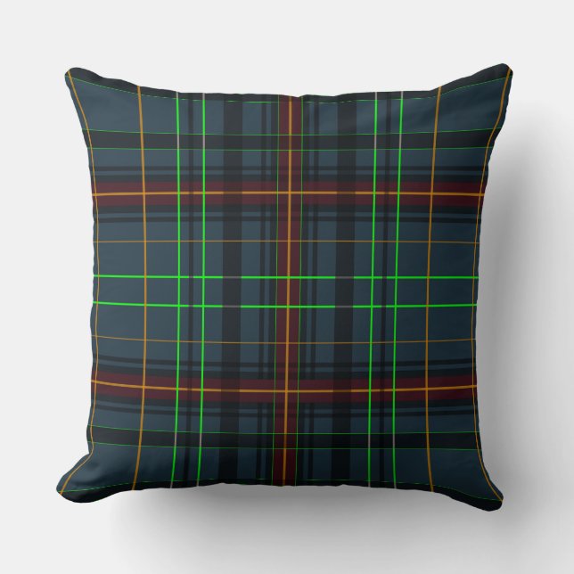 Tartan in blue, orange, green kudde (Framsida)
