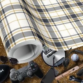 Tartan - Ivory Mustard Guld och Graphite Presentpapper