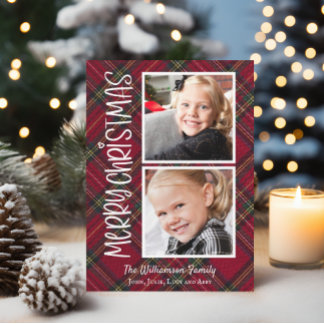 Tartan Jul Play Two Photo Card Inbjudningar