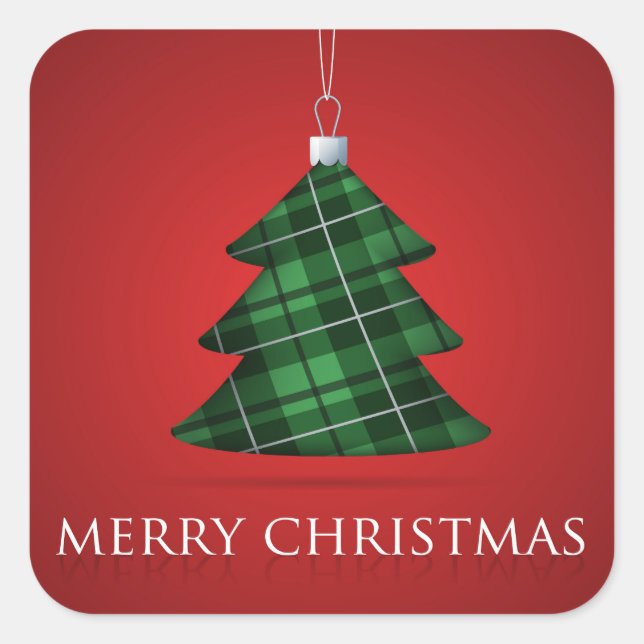 Tartan Julbauble Fyrkantigt Klistermärke (Framsida)