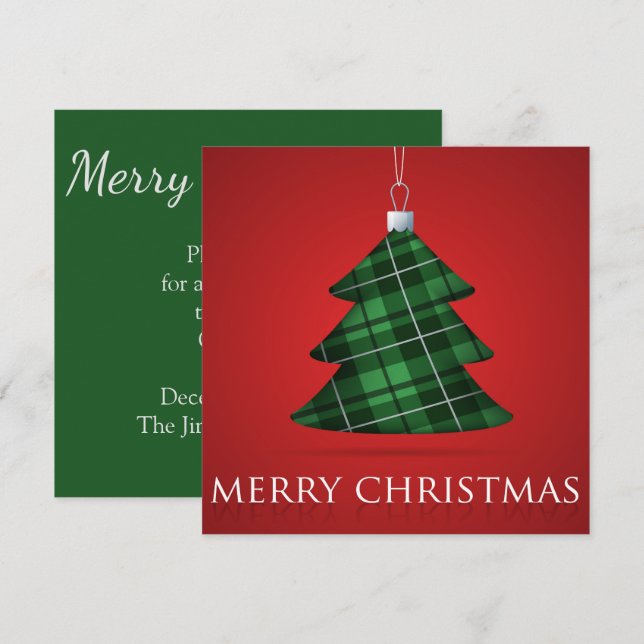 Tartan Julbauble Inbjudningar (Fram/baksida)