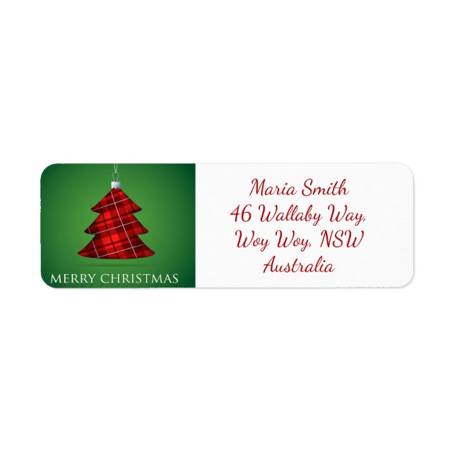 Tartan Julbauble Returadress Etikett (Framsidan)