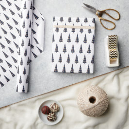 Tartan julgransmönster blått presentpapper