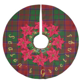 Tartan Julsäsong hälsning Poinsettia Julgransmatta Borstad Polyester