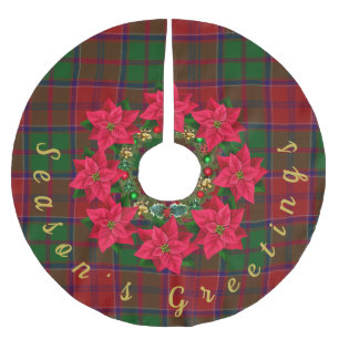 Tartan Julsäsong hälsning Poinsettia Julgransmatta Borstad Polyester