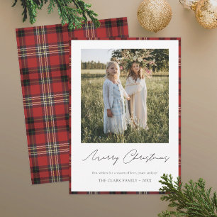 Tartan kant/bak glad jul fotokort julkort