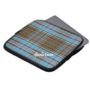 Tartan Klan Anderson Plaid Ljusblå Rutig Custom Laptop Fodral