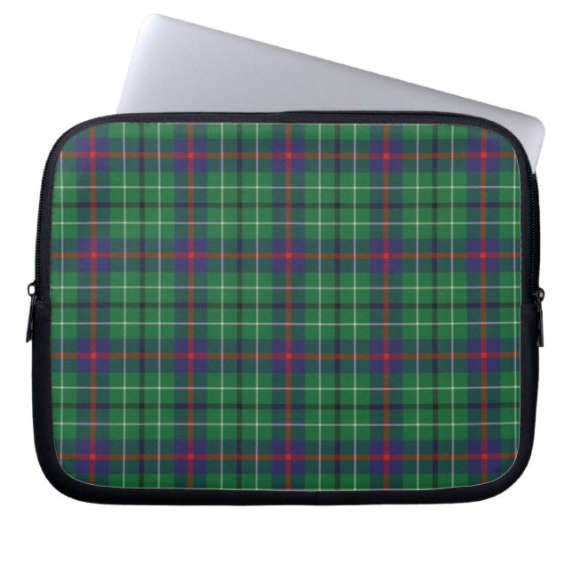 Tartan Klan Duncan Play Grönt Lila Check Laptop Fodral (Framsidan)
