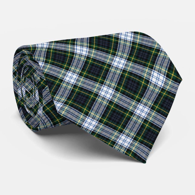 Tartan Klan Gordon Plaid Grönt White Mönster Nacke Slips (Rullad)