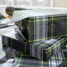 Tartan Klan Gordon White Grönt Lila Check