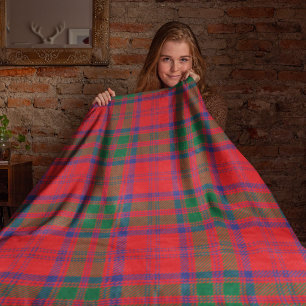 Tartan Klan Grant P Grönt Red Check Fleecefilt
