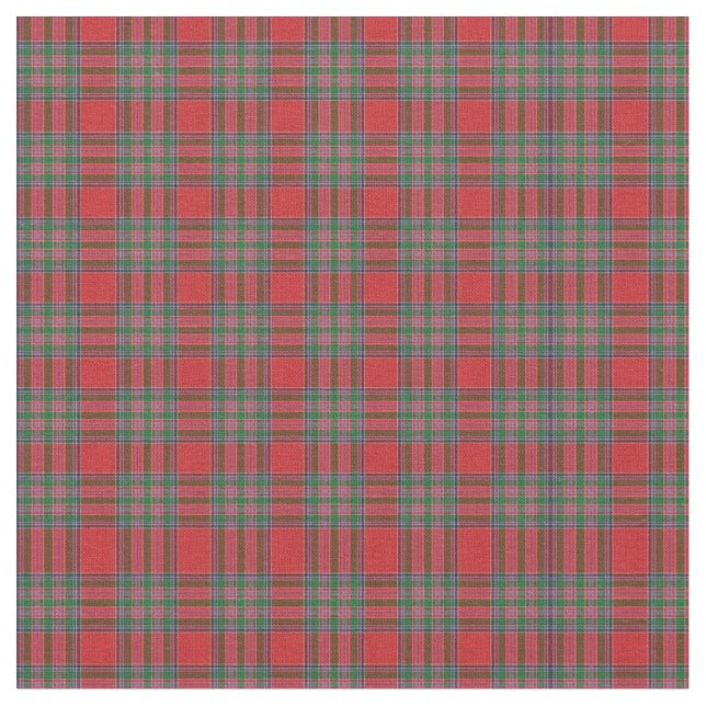 Tartan Klan MacBean Plade Mönster Red Grönt Check Tyg (Närbild)