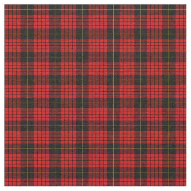 Tartan Klan MacQueen Play Mönster Red Black Check Tyg (Närbild)