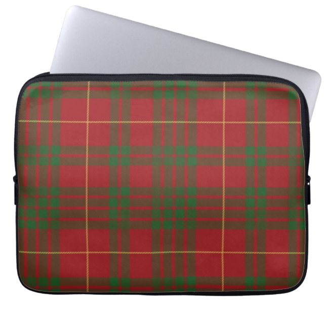 Tartan Klan MacTavish Play Red Grönt Checkered Laptop Fodral (Framsidan)