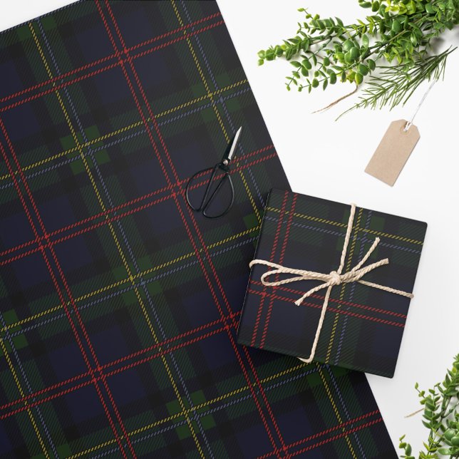 Tartan Klan Malcolm Lila Grönt Red Check Mönster Presentpapper (Skapare uppladdad)