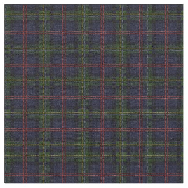 Tartan Klan Malcolm Play Mönster Grönt Blue Red Tyg (Närbild)
