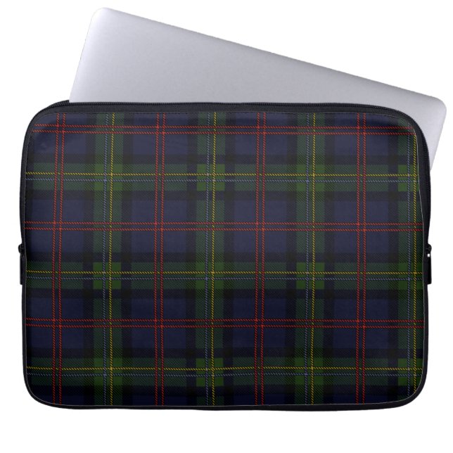 Tartan Klan Malcolm Play Oliv grönt Lila Check Laptop Fodral (Framsidan)