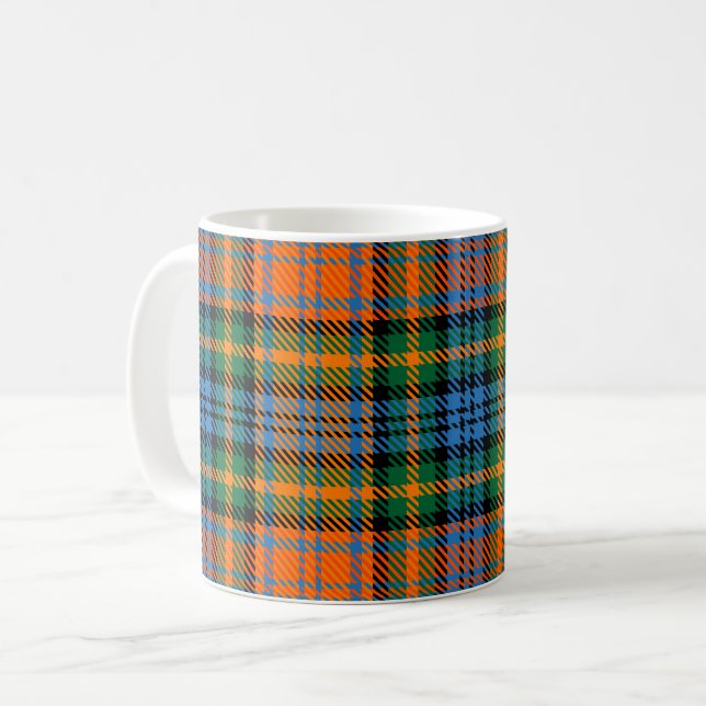 Tartan Klan Murray Play Orange Blue Check Kaffemugg (Framsida vänster)