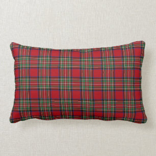 Tartan Klan Stewart Play Black Red Check Mönster Lumbarkudde