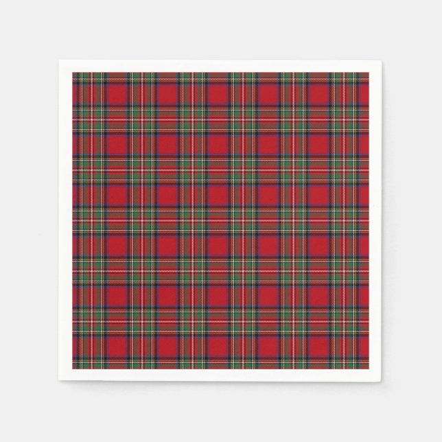 Tartan Klan Stewart Play Black Red Check Mönster Pappersservett (Framsidan)